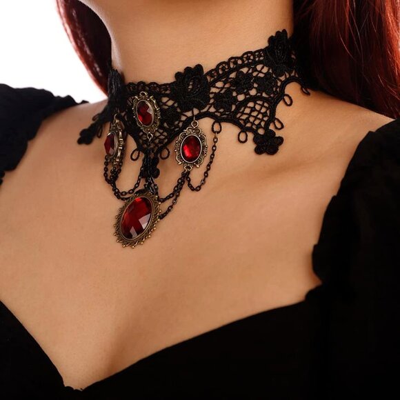 Lace Gothic Choker Necklace for Women - Picture 4 of 7